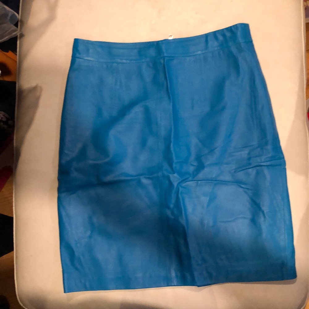 Milly turquoise leather pencil skirt